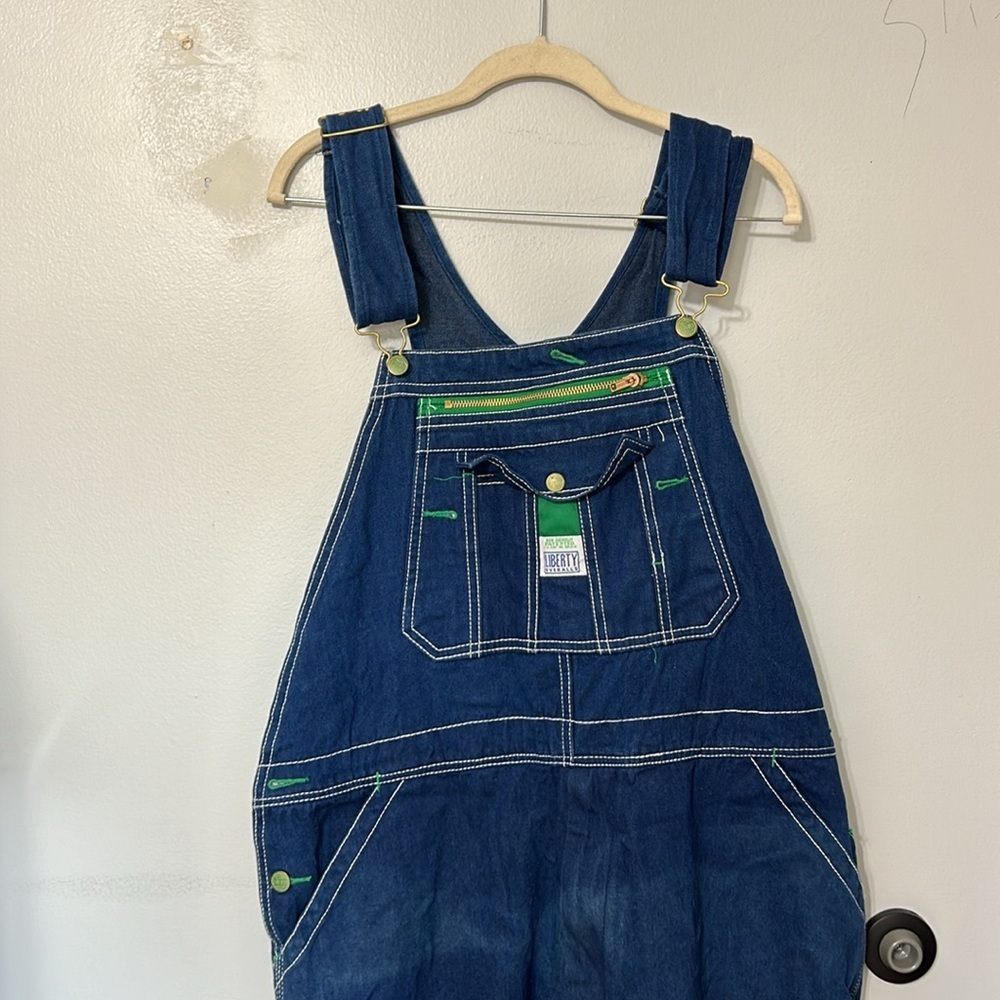 Liberty Men's 42 x 30 Denim Bib Overalls Blue Carpenter Jeans Medium Wash - Picture 3 of 7